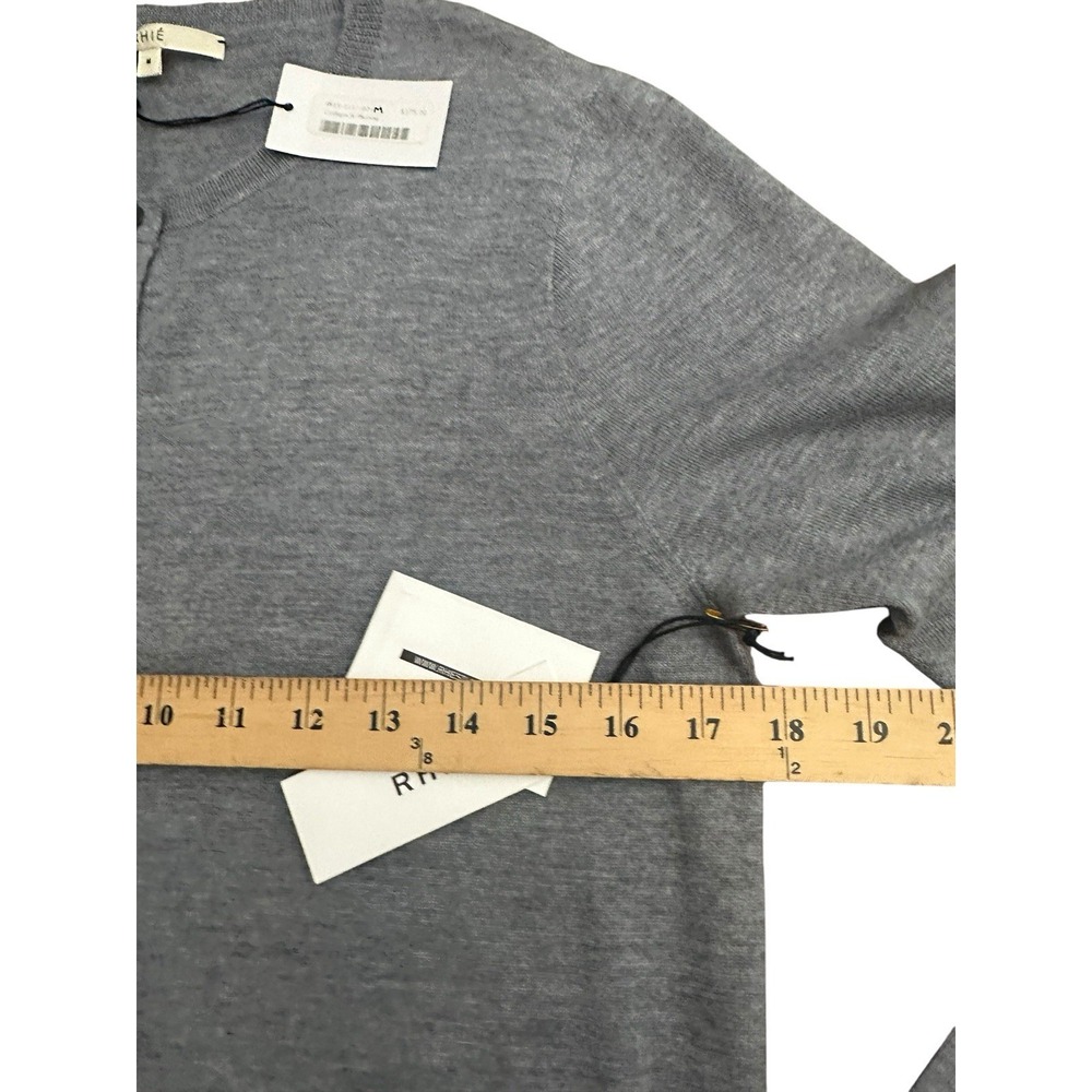 RHIE Sweater Cardigan NWT $375 Gray Medium 100% Wool Classic Knit #N10-3 READ - Picture 5 of 12